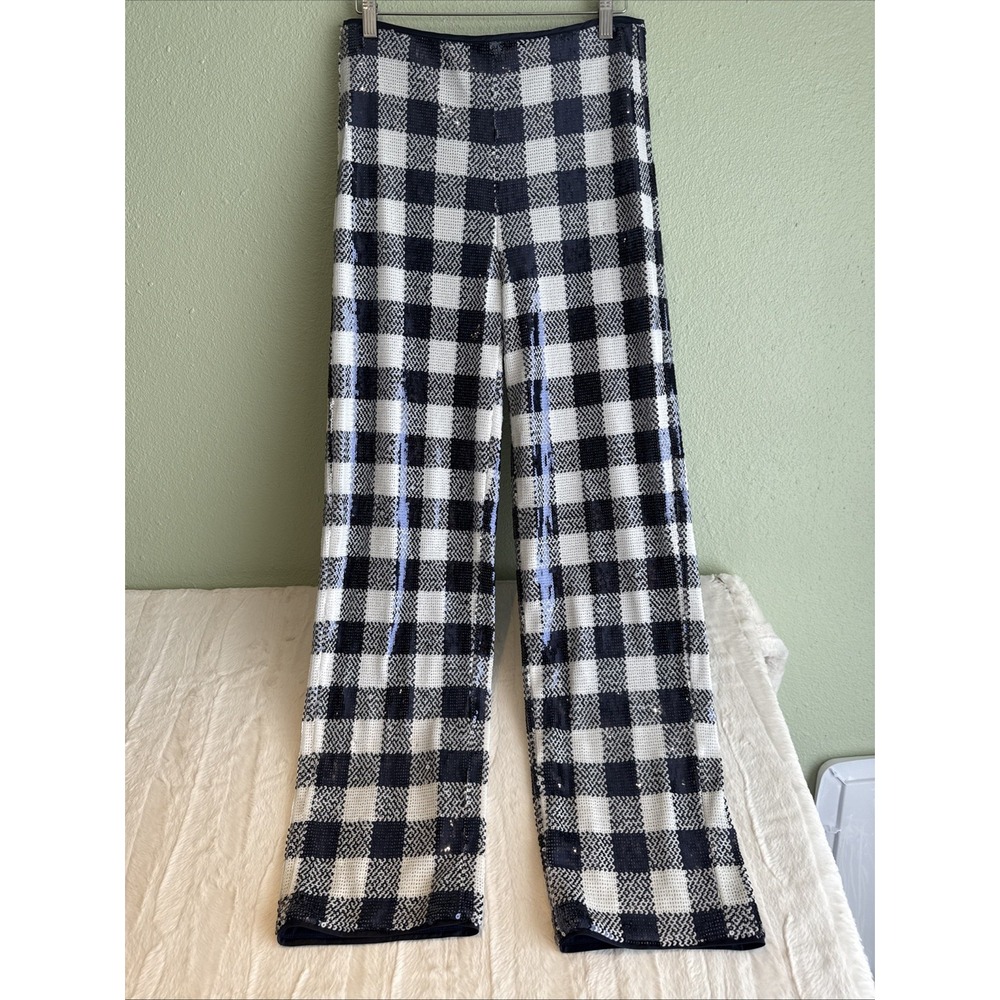 Vineyard Vines Sequins Trouser Gingham Navy White Pants 6 NWT MSRP $228 Occasion